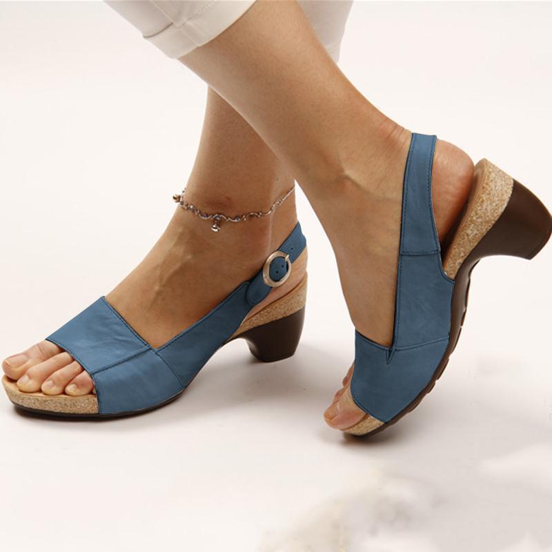 Summer Thick Heel Buckle Sandals