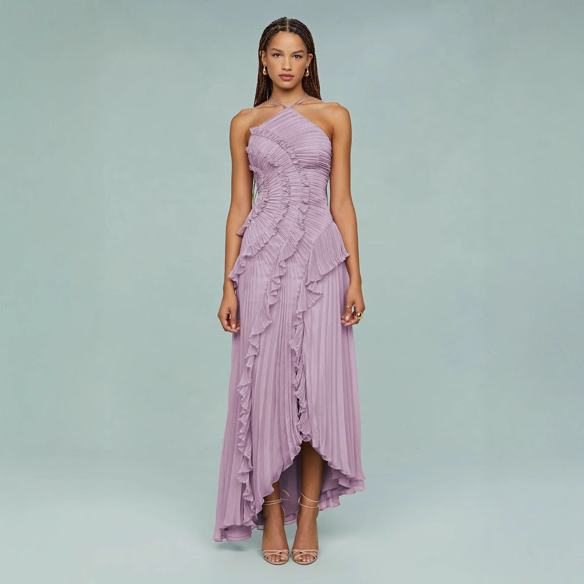 Slimming Pleated Chiffon Dress – Flowy Favorite for Coastal Getaways