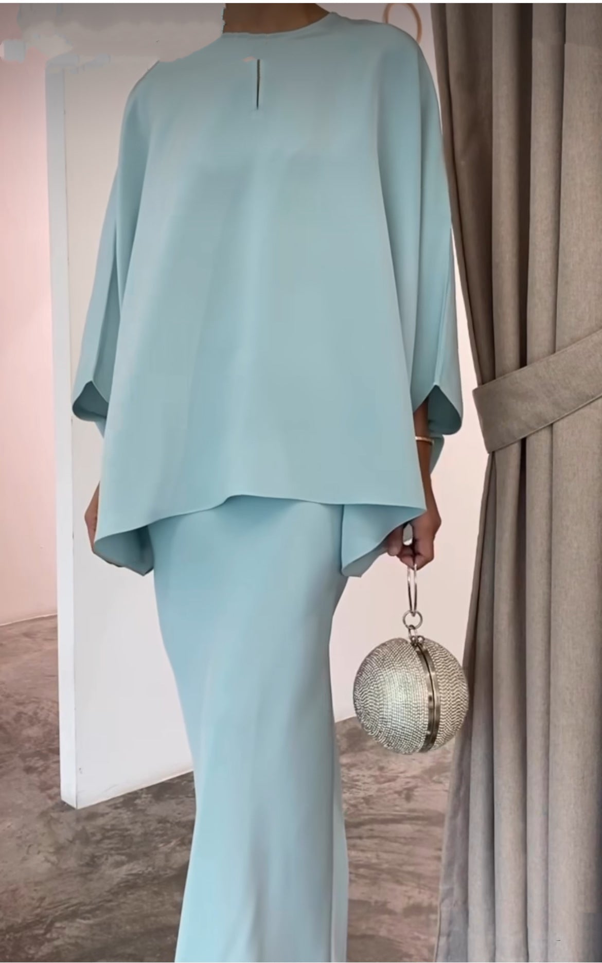 Two-Piece Pearl Floor-Length Gown