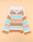 Women's Side Slit Pullover V-Neck Long Sleeve Sweater