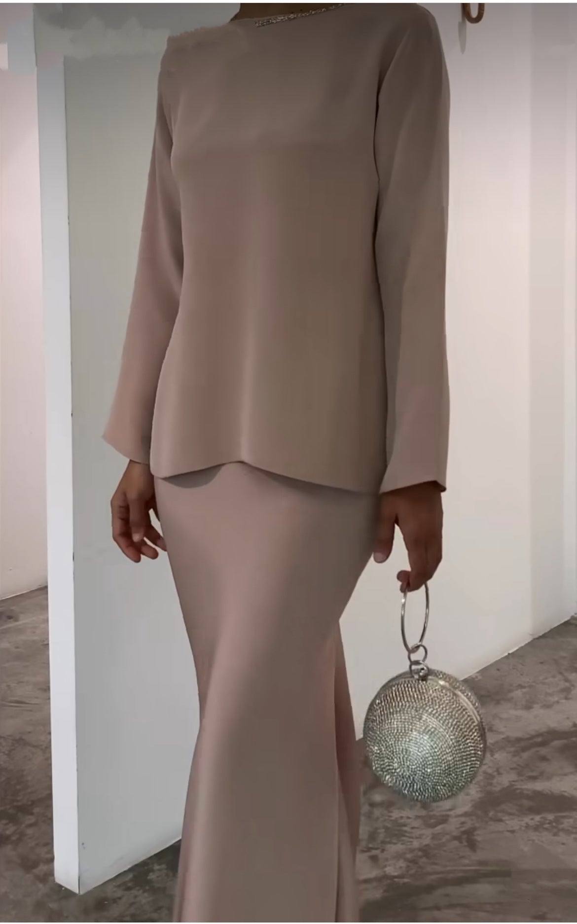 Two-Piece Pearl Floor-Length Gown