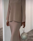 Two-Piece Pearl Floor-Length Gown