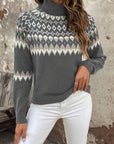 Icelandic Turtleneck Sweater with Nordic Pattern