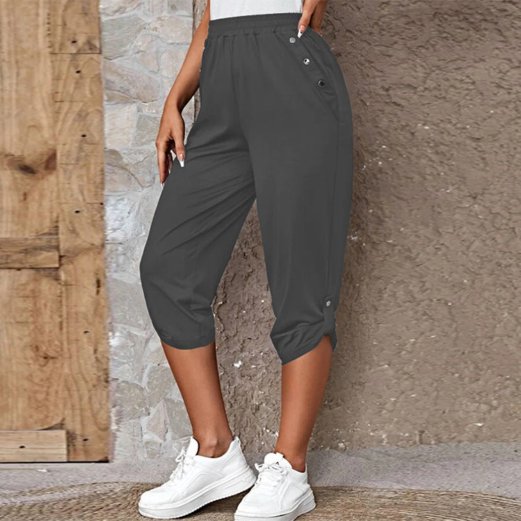 Fashion Casual Seven-Point Elastic Pants