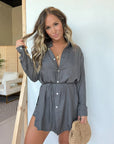 Splendid Teal Tie Waist Dress for Casual Walks