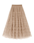 Flowy Layered Mesh Midi Skirt