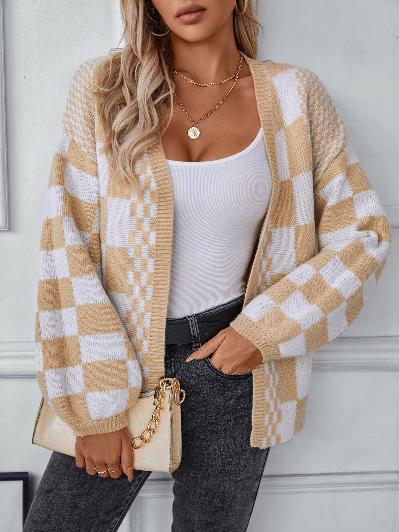 Casual Loose Lantern Sleeve Knitted Cardigan
