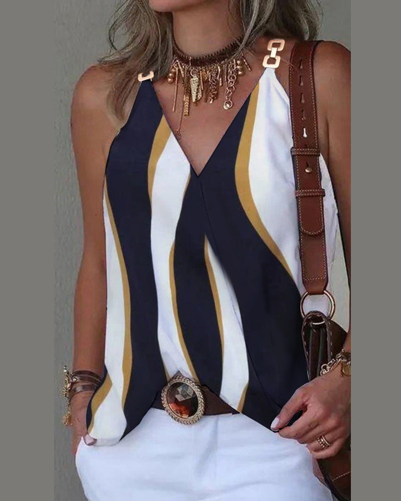 Printed V-Neck Vest Top