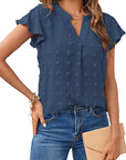 Trendy V-neck Pleated Sleeve Top