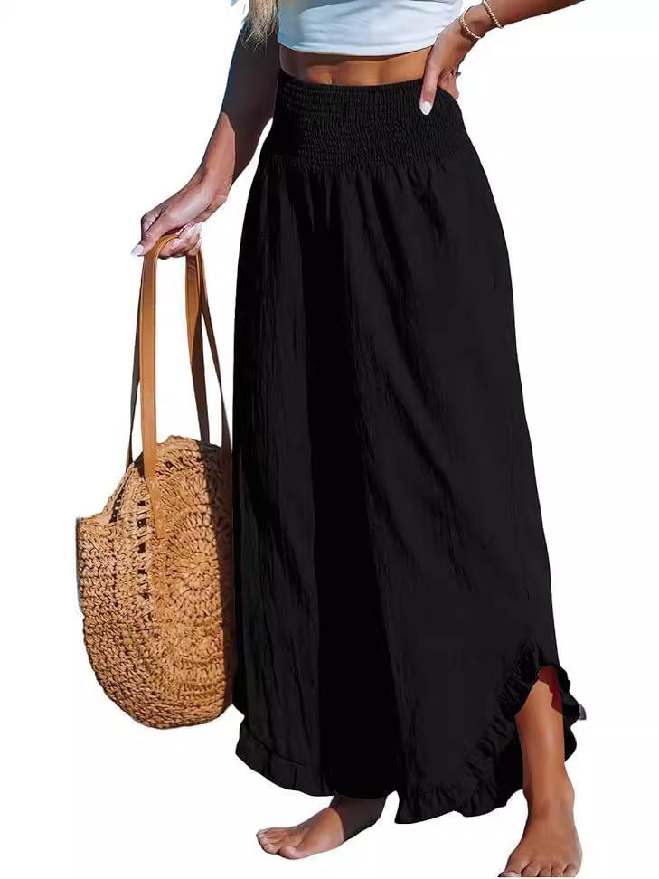 High Waist Irregular Cotton Pants