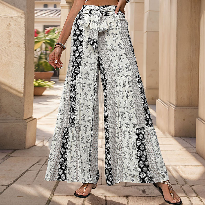 Tribal Print Loose Tie Pants