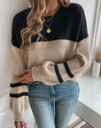 Casual Round Neck Pullover Long Sleeve Women's Sweater