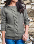 Rope Braided Details Round Neck Long Sleeve Sweater
