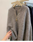 Women's V-Neck Fleece Sweater