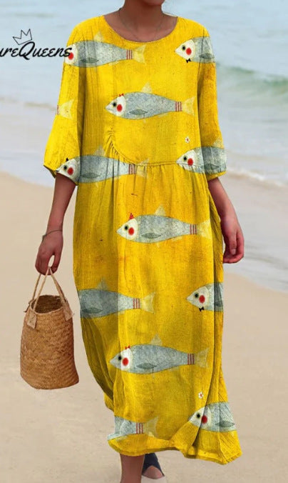 Trendy Floral Printed Midi Dress