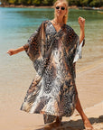 Coral Breeze Wrap Dress with Kimono Sleeves