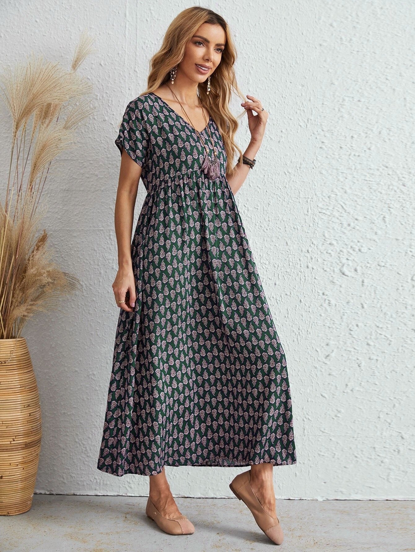 Soft Flowing Maxi Dress with Sleeves