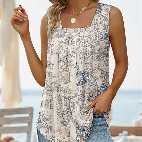 Fashion Sleeveless Square Neck Top