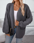 Loose Solid Color Long Sleeved Casual Cardigan