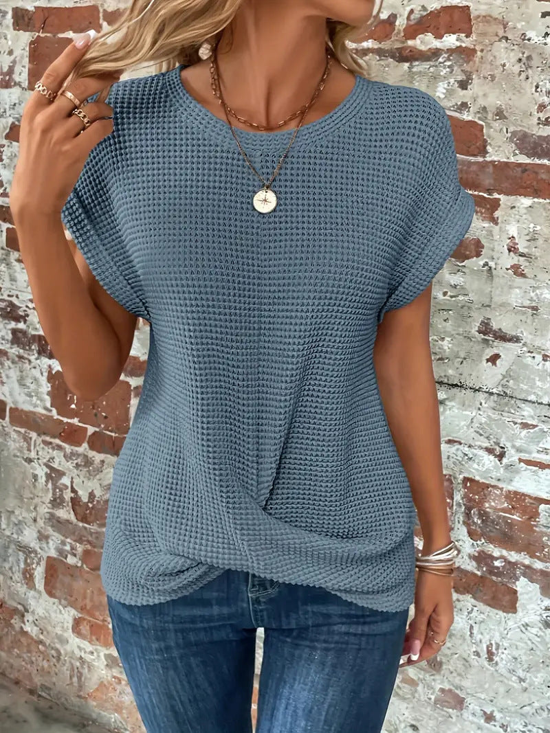 Elegant Short Sleeve Twist Top