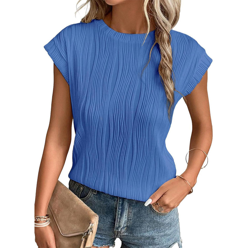 Ribbed Round Neck Tops