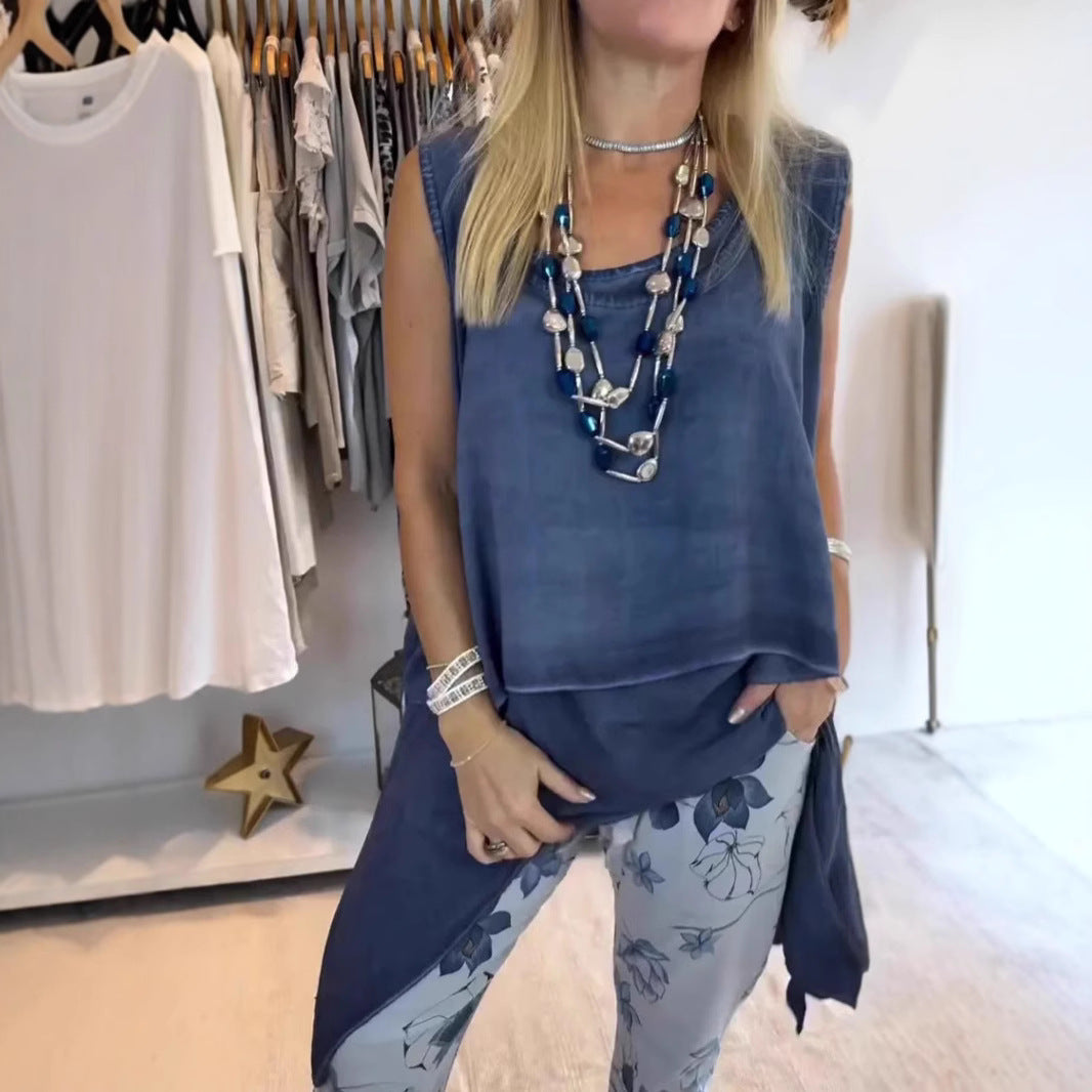 Flowy Sleeveless Tunic Top for Casual Wear