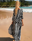 Chic Silk Kimono Dress in Exotic Tropic Print