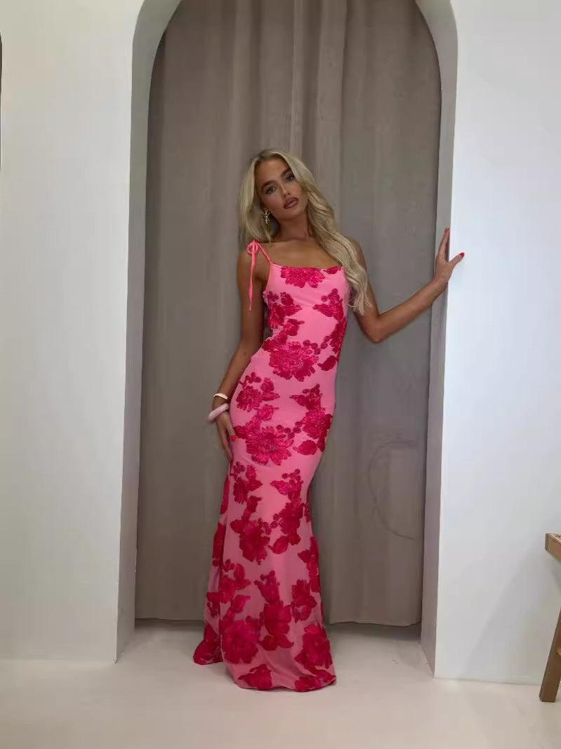 Chic Long Sleeve Floral Midi Dress
