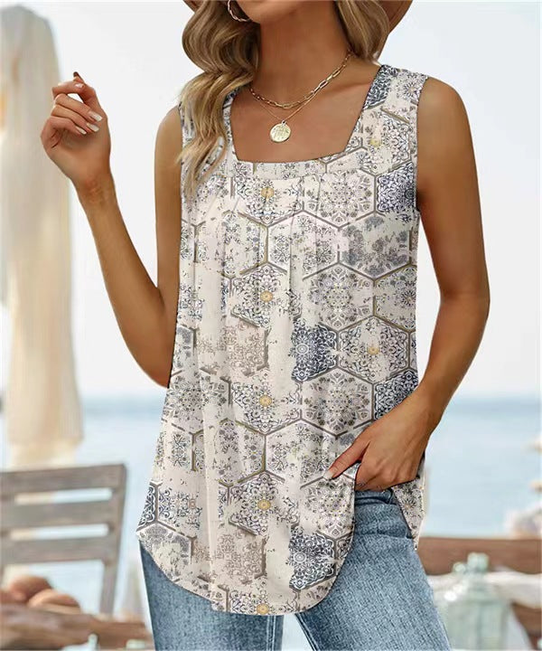 Fashion Sleeveless Square Neck Top