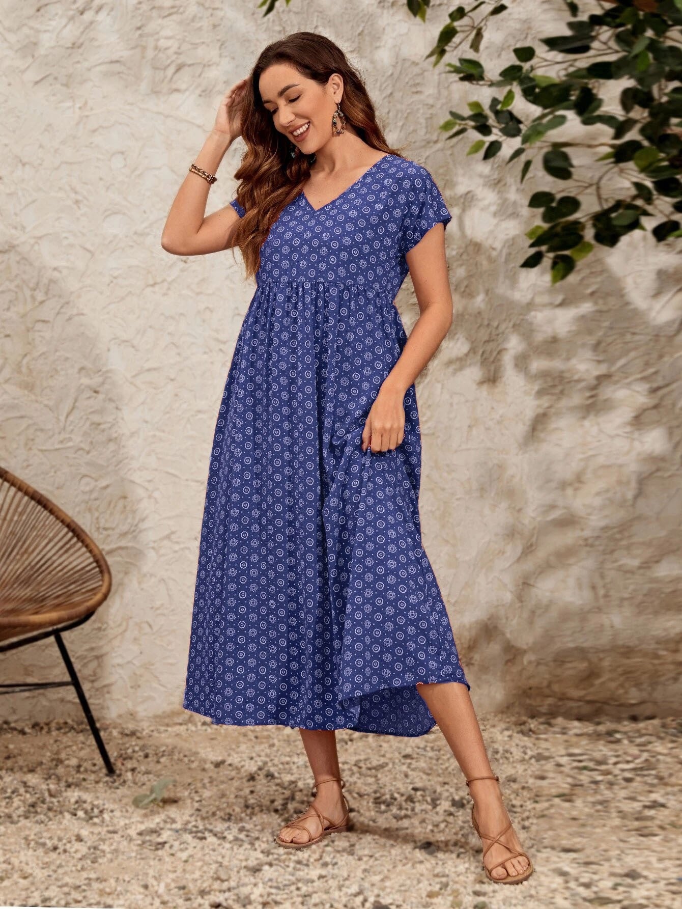 Soft Flowing Maxi Dress with Sleeves