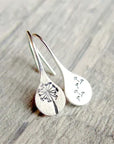 Elegant Silver Flower Drop Earrings