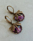 Round Dragonfly Earrings in Vintage Gold
