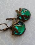 Unique Antique Gold Blue Crystal Earrings