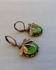 Unique Antique Gold Blue Crystal Earrings
