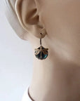 Unique Antique Gold Blue Crystal Earrings