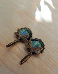 Unique Antique Gold Blue Crystal Earrings
