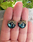 Round Dragonfly Earrings in Vintage Gold