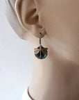 Round Dragonfly Earrings in Vintage Gold