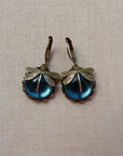 Unique Antique Gold Blue Crystal Earrings