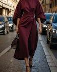 Rachel Lantern Sleeves Dress | Elegant Waist-Defining Belt 4