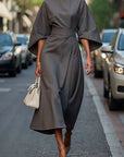 Rachel Lantern Sleeves Dress | Elegant Waist-Defining Belt 5