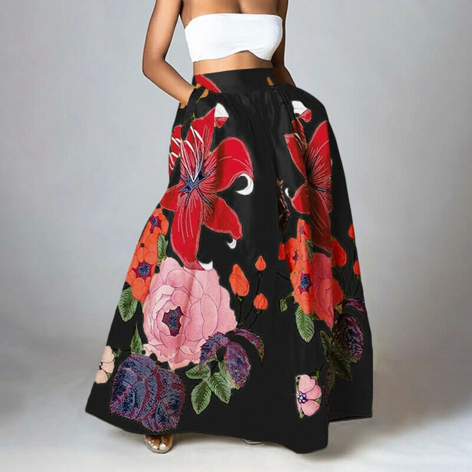 Women's Floral Print High-Waisted Stylish Skirt