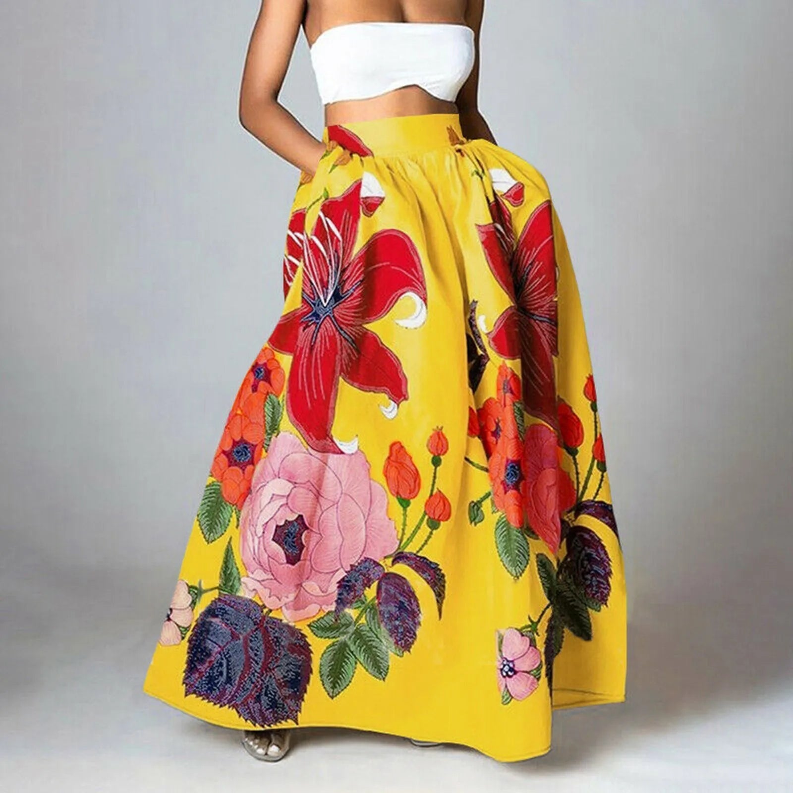 Women's Floral Print High-Waisted Stylish Skirt