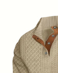 Ronan Mens Sweater | Soft Knit, Stand Collar with Button Detail 3