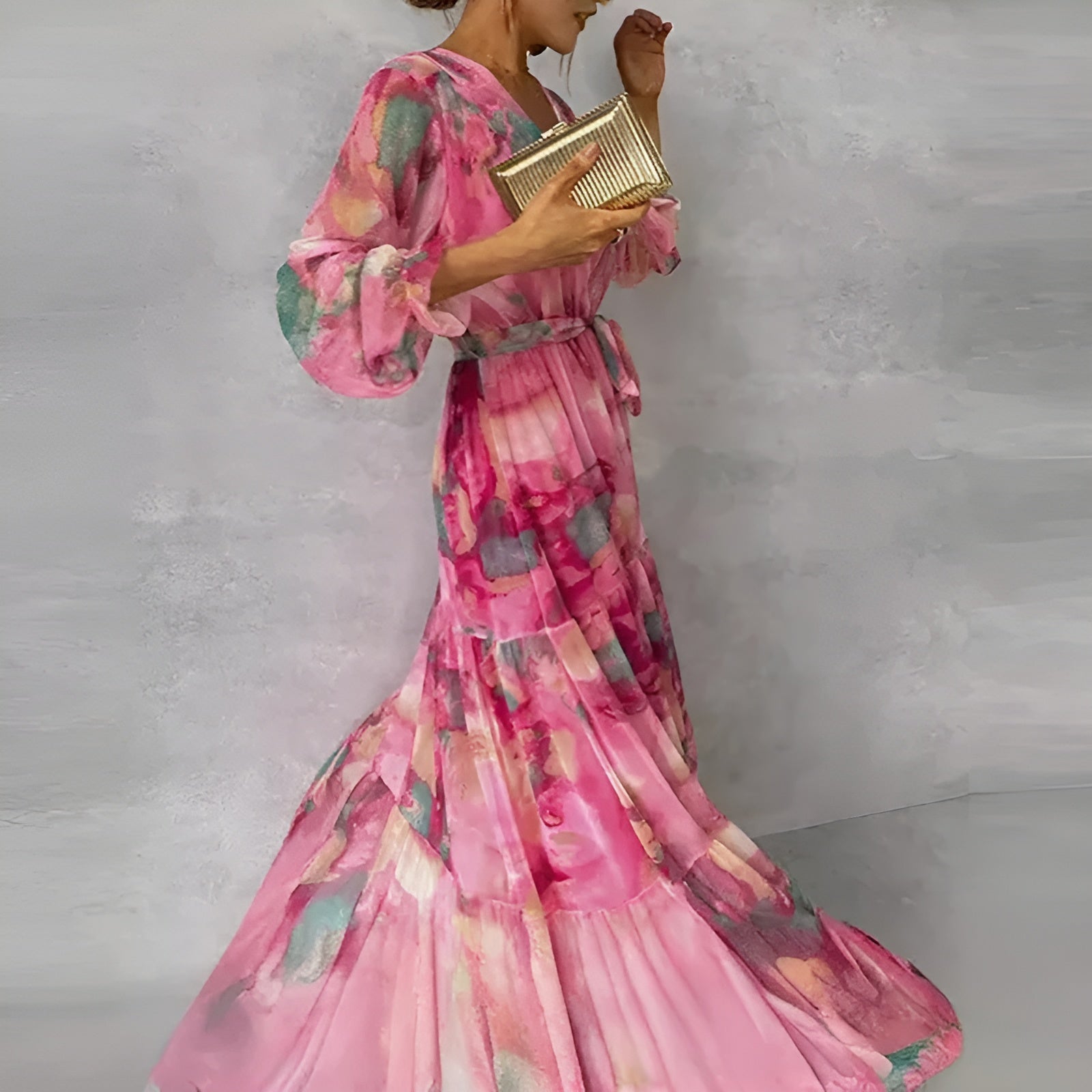 High Waist Pleated A-Line Dress