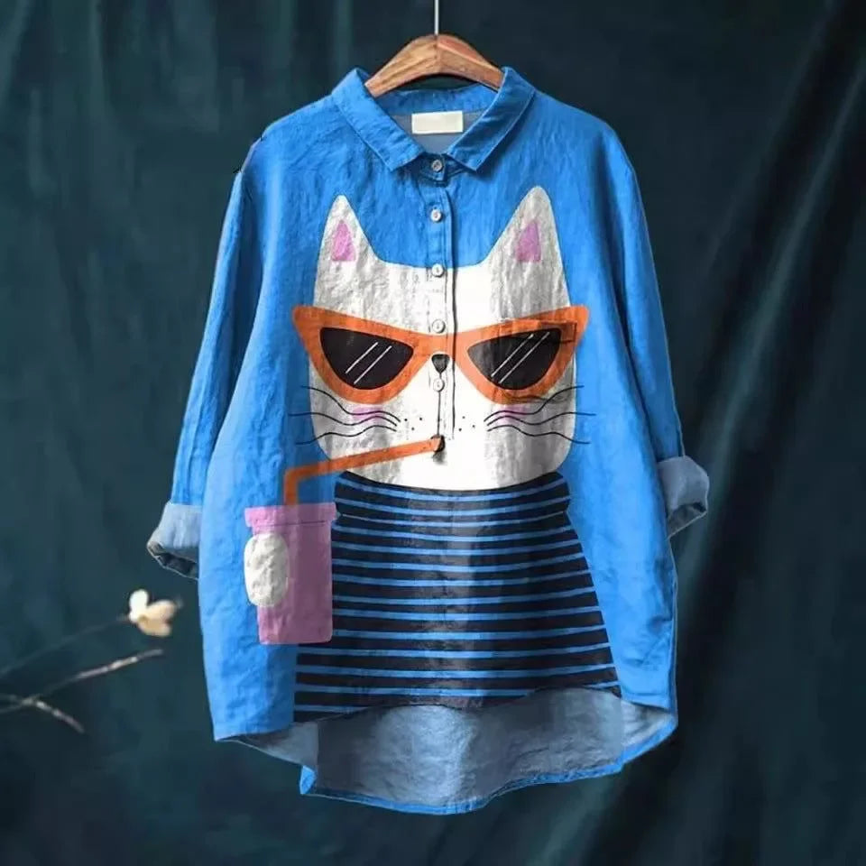 Uluru Graphic Shirt with Cat Illustration