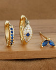 Sparkling Eye Earrings Trio with Zircon Shine