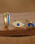 Sparkling Eye Earrings Trio with Zircon Shine