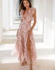 Elegant Backless Ruffles Maxi Dress