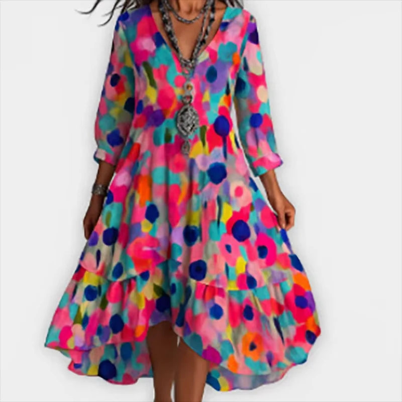 Feminine Floral Midi Dress – Drapey, Season-Ready Favorite for Brunch Dates and Wedding Guest Looks